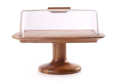 Picture of Wooden square cake dome with stand 911/1