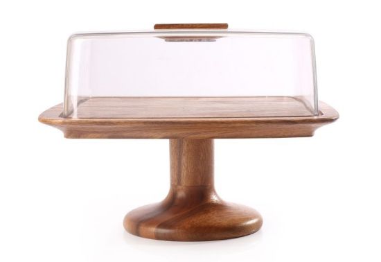 Picture of Wooden square cake dome with stand 911/1