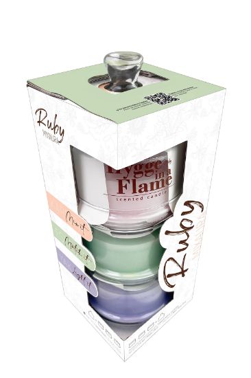Picture of Glass Candle Peonylone MIXAURAS3 - Purple,Green,Rose