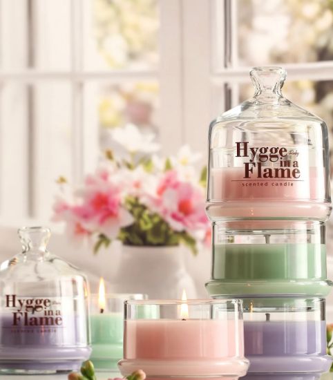 Picture of Glass Candle Peonylone MIXAURAS3 - Purple,Green,Rose